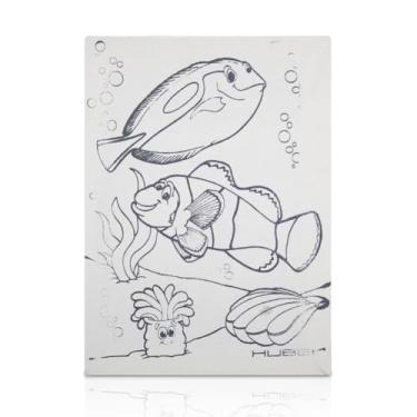 Imagem de Souza & Cia, Tela de Pintura Riscada, 16cm X 22cm, Desenho: Peixinhos (Ref: 8167), Madeira