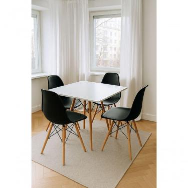 Imagem de Conjunto Mesa Jantar Quadrada Eiffel 80cm Branca Mdf Com 4 Cadeiras Charles Eames Pretas