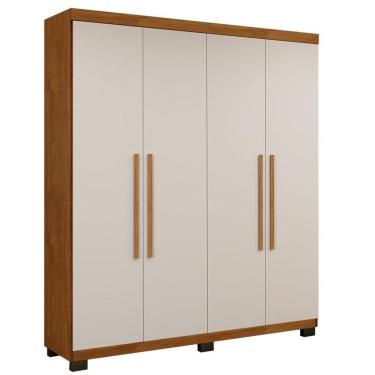 Imagem de Guarda Roupa Master 4 Portas 3 Gavetas Em Mdf Benetil Móveis Cinamomo Com Off White