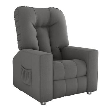 Imagem de Poltrona Retrátil e Reclinável 82cm Com Tecido Suede Multimóveis Cr45261 Cinza