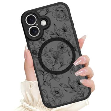 Imagem de SAKUULO Capa floral para iPhone 17 de 6,3 polegadas, [compatível com Magsafe] Capa protetora fina e magnética translúcida com estampa de flores para mulheres e meninas - Gardênias de tinta