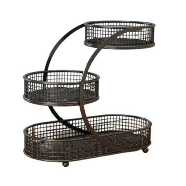 Imagem de Bothyi Cesta de Frutas com 3 Níveis, Suporte para Frutas E Legumes, Bandeja de Armazenamento para Lanches E Pães, Ideal para de Cozinha, Preto