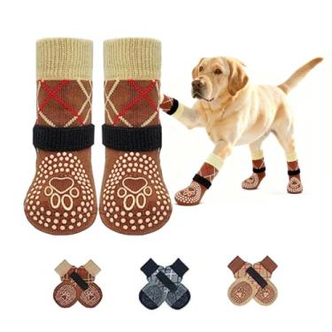 Imagem de Meias antiderrapantes para cães para evitar lamber patas, sapatos para cães de dois lados para pavimento quente/frio, melhor protetor de pata para controle de tração em piso de madeira, botas para