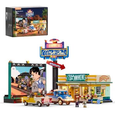 Imagem de Lumibricks City Drive-in Theater Lighting-Building-Bricks-Set - Road Trip Night Glow Car Cinema Modular Collection LED Light Building Set 1760 Pcs for Adults, Teen and Travelling Enthusiasts