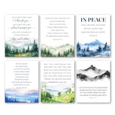 Imagem de Bgohrd Pôster de escrituras cristãs, arte de parede de pintura florestal para decoração de quarto, pôster religioso para casa de fazenda, versículos da Bíblia de Jesus para suprimentos de sala de