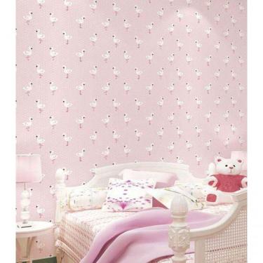 Imagem de Papel De Parede Fofura Baby Flamingos Fundo Rosa Ff4019