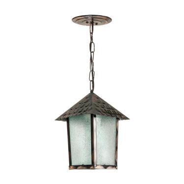 Imagem de Lustre Pendente Blumenau Colonial Quadrado Vidro Pontilhado Cobre E27 Bivolt