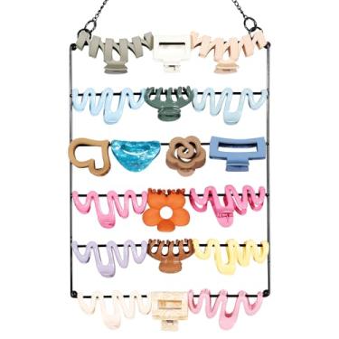 Imagem de SNOWSTAR Organizador de grampo de cabelo, suporte de grampo de cabelo de 5 camadas para pendurar na parede e armazenamento para mulheres e meninas, gancho de garra para decoração de casa para parede
