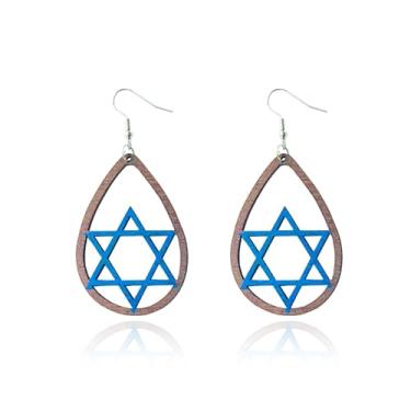 Imagem de Brincos de Hanukkah para mulheres, estrela de Davi, magen religioso, judaico, Hanukkah, menorá, brincos pendentes de joias para presente, Large, Metal, Sem pedra preciosa