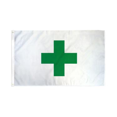 Imagem de AZ FLAG - Bandeira internacional de cruz verde - 2 x 3 pés - Faixa de organização ambiental de poliéster 100D com dois ilhós de metal - Resistente ao desbotamento - Cores vivas - 2' x 3' pés - 90 x 60