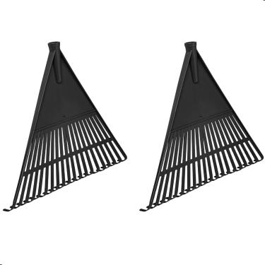 Imagem de Fassin Shop, Kit 2 Vassouras Rastelo Plástico Preto Jardim Grama Sem Cabo