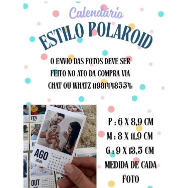 Imagem de Calendário 2026 com Foto tipo Polaroid com imã polaroide personalizada sua foto familia tipo polaroid fotos lem