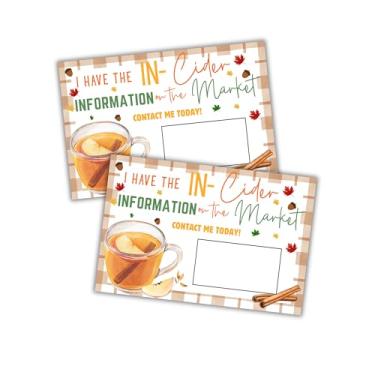 Imagem de Cartões de marketing para corretores de imóveis I've Got All The In-Cider Information Fall 30pk 10 x 15 cm Etiquetas para cabides de porta para vizinhos Pop By Direct Mail One Year Home Anniversary
