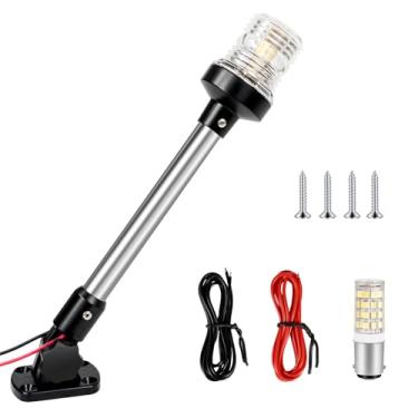 Imagem de SCYONBARCO Luz de âncora de barco de 30,5 cm, luz de popa de LED branca 3 NM 360°, luzes de navegação marítima à prova d'água para pontão, barcos de pesca, barcos pequenos