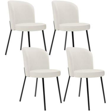 Imagem de Kit 4 Cadeiras Sala de Jantar Estofada Gavi L02 Linho Bege - Lyam Decor