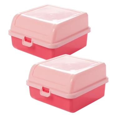 Imagem de Kit Sanduicheira Infantil Dupla Grande Lancheira Porta Lanche Escolar Viagem 1,3 Litros Cores (Rosa | Kit 2)