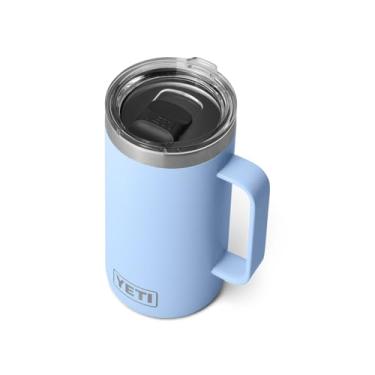 Imagem de YETI Caneca Rambler de 710 ml, isolada a vácuo, aço inoxidável com tampa MagSlider, azul celeste