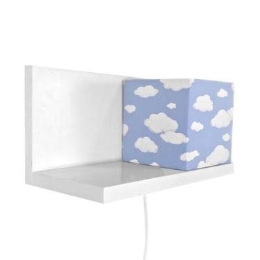 Imagem de Arandela Prateleira Branca Cubinho Azul Quarto Bebê Infantil - Potinho