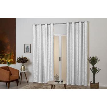 Imagem de Cortina Tecido Jacquard Bloqueia 50% Claridade 2M Branca - Beatriz Enx
