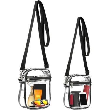 Imagem de 2 conjuntos de bolsos transparentes com frontais e alças ajustáveis aprovados para estádios shows festivais eventos esportivos viagens homens mulheres