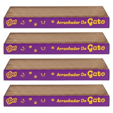 Imagem de Kit 4 Arranhador de Papelão para Gatos EF Pet Anti Estresse Afiador Unhas