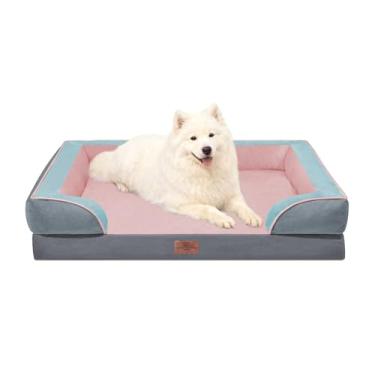Imagem de Comfort Expression Cama ortopédica para cães grandes, 91 x 69 cm, à prova d'água, espuma para ovos, cama grande para animais de estimação com almofadas removíveis, sofá para cães com capa lavável e