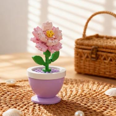 Imagem de Mini bonsai de flor DIY blocos de construção de plantas em vaso ritmo para crianças e adultos, coleção botânica de brinquedo decorativo