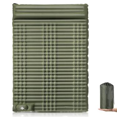 Imagem de Colchão de dormir auto-inflável para acampamento adultos com bomba pé integrada e travesseiros portáteis atividades mochilão caminhada