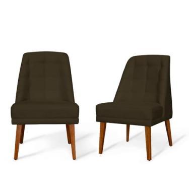 Imagem de Generic Kit de 2 Cadeiras de Jantar, Estofamento de Camurça Suede, Para Decoração de Lar & Sala de Jantar, Confortável (Marrom)