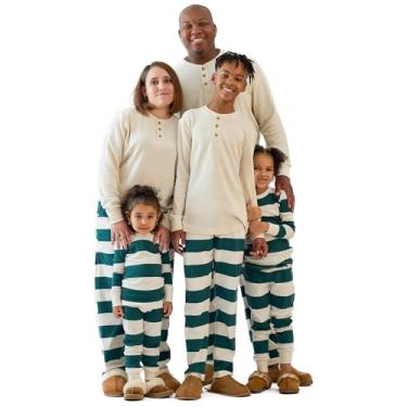 Imagem de Butterblu JAMIE Pijama de Natal Combinando Family Jammies 100% Algodão Orgânico Adultos, Crianças, Bebês, Animais de Estimação, Listras Jumbo Verdes, Pet, Médio