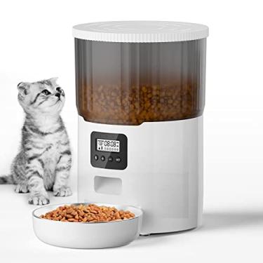 Imagem de Rações automáticas para cães e gatos Dispenser de ração seca programável 4L com controle tamanho porção 1-6 refeições por dia Gravador voz 10s Sacola dessecante Alimentação dupla Potente Design empilh