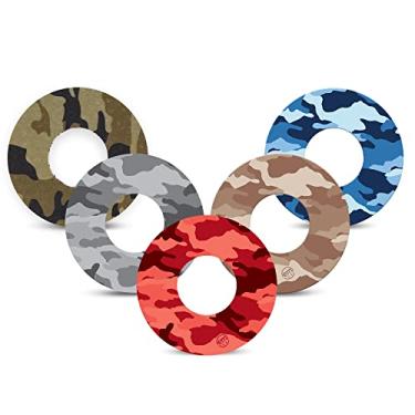 Imagem de ExpressionMed - Adesivos para Libre 2 e Lingo (pacote com 5) - Feito nos EUA, impermeável, não desfia, fitas de sensor CGM pré-cortadas (pacote com camuflagem)