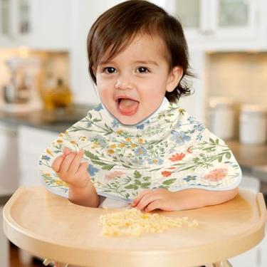 Imagem de CEBUGI Panos para Arrotar Musselina para Bebês 56 x 28 cm Toalhas de Banho Absorventes Macias Flores Primavera Algodão Arrotar Trapos para Bebês Meninos e Meninas 1 Pacote