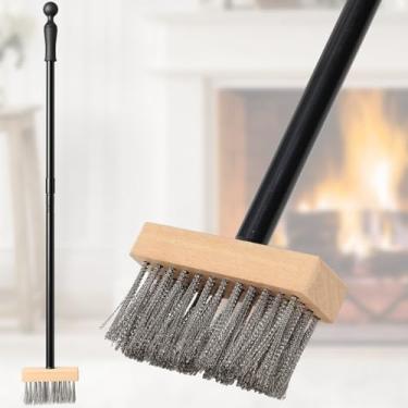 Imagem de DIOVPLX Escova de lareira de cabo longo 150 cm, vassoura de chaminé com aderência resistente ao calor e cerdas rígidas de ferro, ferramenta eficiente de limpeza de cinzas para fogueira, fogão a lenha