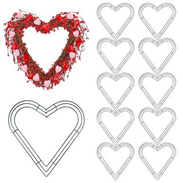 Imagem de Aodaer Pacote com 12 grinaldas de arame de coração de 30 cm com moldura de coração, guirlanda de metal, guirlanda de flores de arame verde para o dia dos namorados, festa de casamento, decoração de