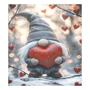 Imagem de Qilmy Capa de ímã de máquina de lavar louça de gnomo fofo dia dos namorados 58 x 66 cm capas decorativas de geladeira para porta frontal adesivo de folha magnética máquina de lavar louça painel