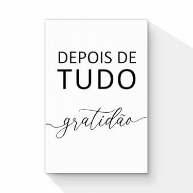 Imagem de Quadro Decorativo Gratidão, Arte de Parede Minimalista, Preto e Branco, 90x60 cm 1014QC190x60