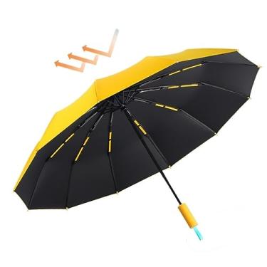Imagem de LMJYU Guarda-chuva forte à prova de vento automático guarda-chuva para homens mulheres guarda-chuva dobrável à prova de chuva