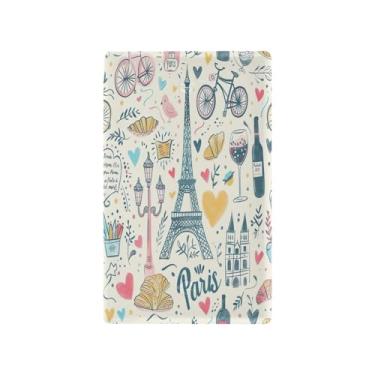 Imagem de Wassud Placa decorativa de interruptor de luz da Torre Eiffel com desenho animado para tomadas elétricas em branco 11 x 7 cm