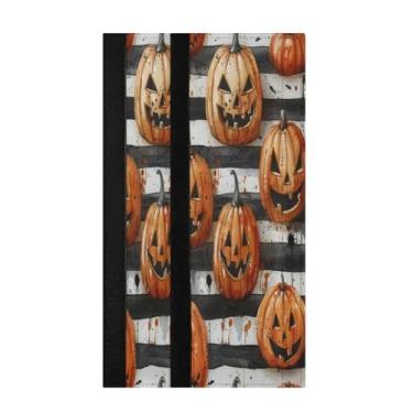 Imagem de STAYTOP 2 peças de capas de maçaneta de geladeira com listras pretas e abóbora, capas de maçaneta para geladeira e forno de micro-ondas, mantenha seu aparelho de cozinha limpo de gotejamentos, óleo