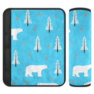 Imagem de Burbuja Capa para cinto de segurança de carro Bears Trees Protetor de cinto de segurança de carro macio confortável para alça de ombro de assento, 1 par pequeno