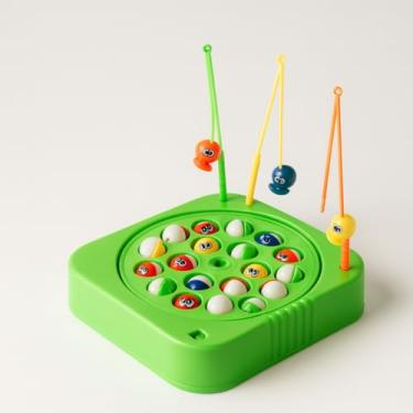 Imagem de Jogo de Pescaria Brinquedo Infantil 3 Varas 15 Peixinhos – Tabuleiro Giratório 16x18cm