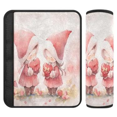 Imagem de Burbuja Capa para cinto de segurança de carro Gnomos aquarela Valentine Protetor de cinto de segurança de carro macio confortável para alça de ombro de assento de carro, 1 par pequeno