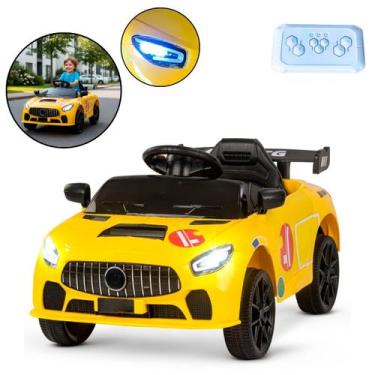 Imagem de Mini Carro Elétrico Infantil Esportivo 12V Amarelo Com Controle Remoto