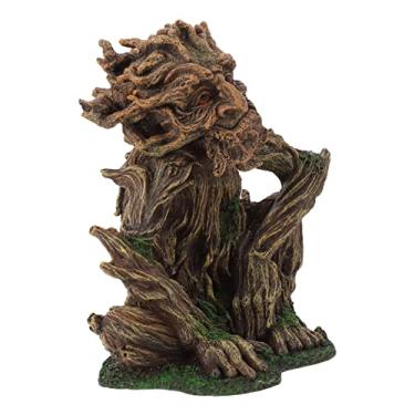 Imagem de POPETPOP Decorações de estátua de árvore de aquário de peixes, ornamentos de decoração de aquário decoração de rosto de árvore para tanque de peixes resina realista ornamento de escultura de velho