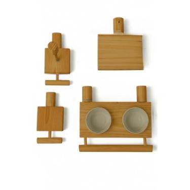 Imagem de Comedouro em cerâmica estilo gaiola para papagaios, periquitos e agapornis, garantindo segurança e higiene. (Comedouro + 3 itens,Porcelana)