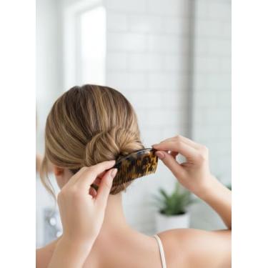 Imagem de Pente de 23 dentes pente de ondulação feminino sem costura invertido grampo de cabelo franja ponta de leopardo amarelo