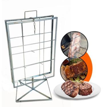 Imagem de Espeto Grelha Costelão Suporte Galvanizado 50x70cm Aço Carbono Churras