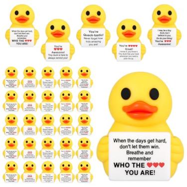 Imagem de Jetec 25 peças de mini bonecos de pato de borracha motivacionais decoração de mensagem de pato inspiradores animais de borracha para Halloween, Natal, formatura, aniversários e presentes de