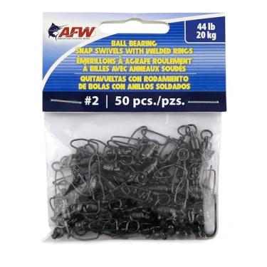 Imagem de AFW Rolamento de esferas de latão sólido giratório com anéis soldados duplos, tamanho nº 2, teste de 20 kg, preto metálico, 50 peças